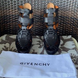 Givenchy Women's Black Leather Cage Wedge Booties